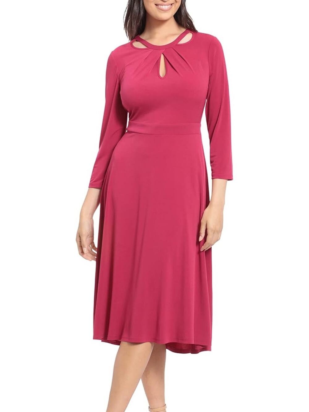 NWT London Times Women's Size 4 Pink Cut Out Neckline A-line Jersey Dress- flaw